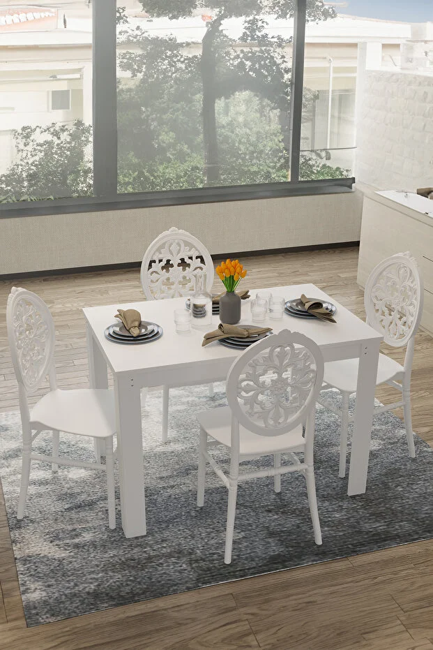 Arda Masa / Venüs Sandalye Mutfak Masa Takımı- Beyaz